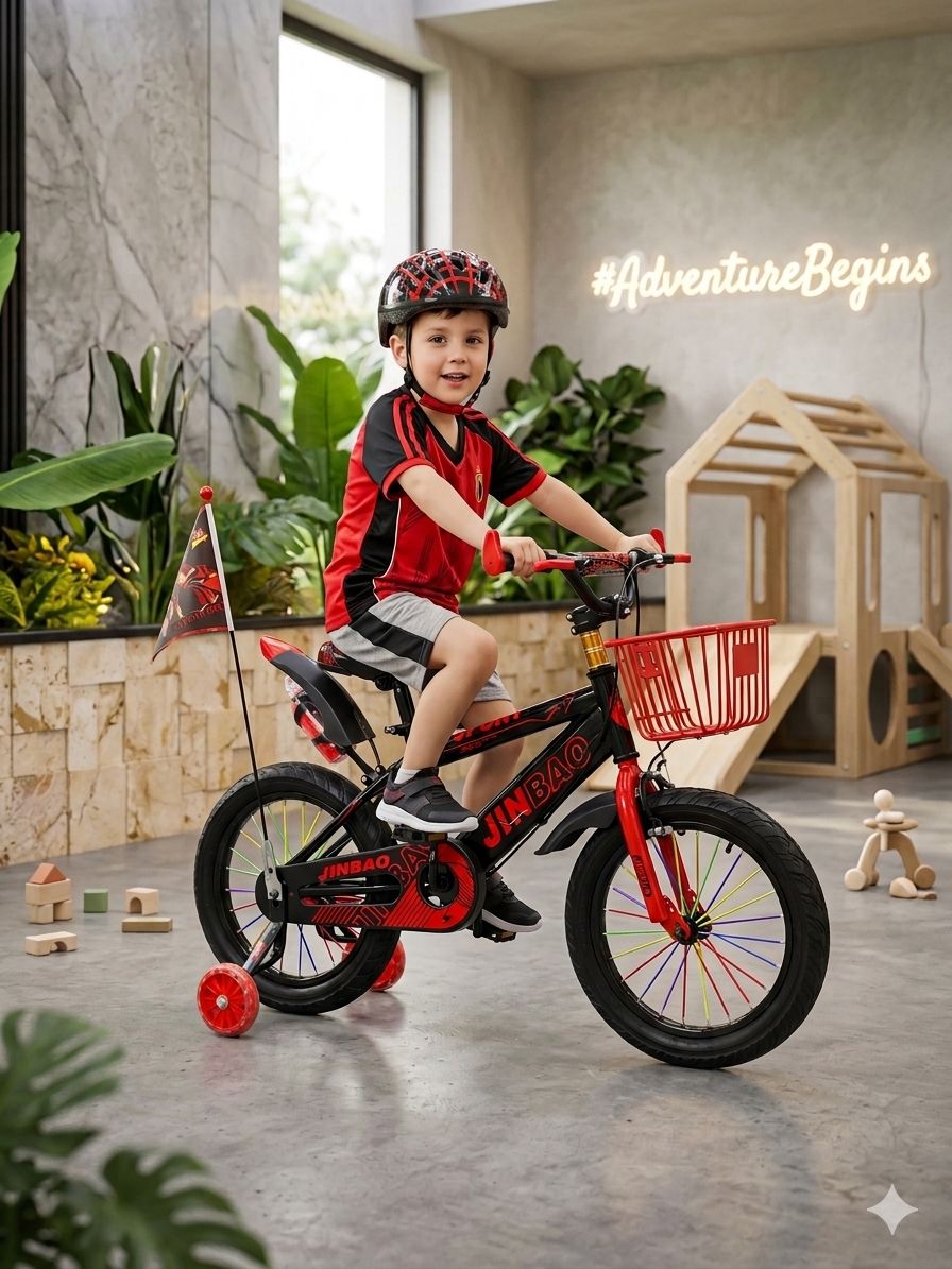 16-Inch Kids Bike with Helmet, Flag & Wide Tires