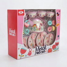 Metal Tea Set – Spring Flowers Pink Tea Party Toy for Kids (Ages 3+)