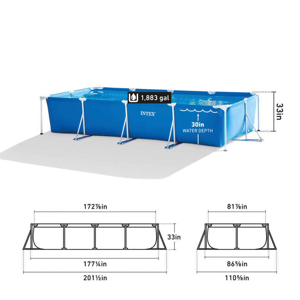 Rectangular Frame Above Ground Pool - 14'9¼" x 7'2" x 33"(4.5M X 2.2M X
84CM)