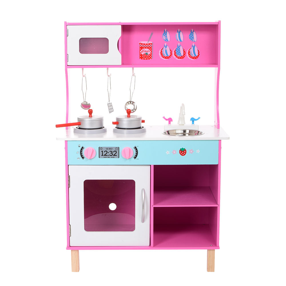 Pink Kitchen Wooden Pretend Play Toy Kitchen for Kids