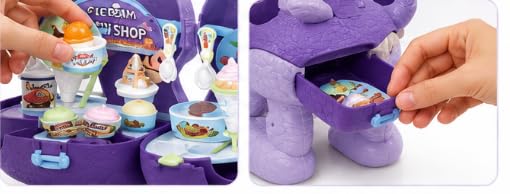 Dinosaur Ice Cream Shop Playset | Purple T-Rex Pretend Dessert Stall