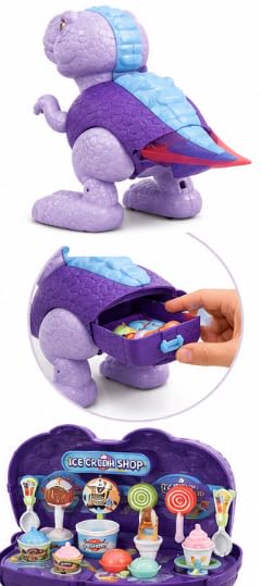 Dinosaur Ice Cream Shop Playset | Purple T-Rex Pretend Dessert Stall