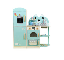 Blue Wooden Kitchen Set for Kids with Light & Sound – Pretend Play Cooking Toy