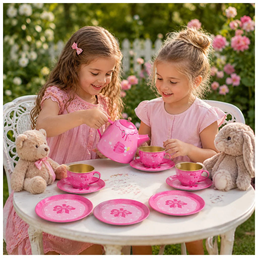 Fairy Metal Tea Set – Pink Polka Dot Tea Party Toy for Kids (Ages 3+)