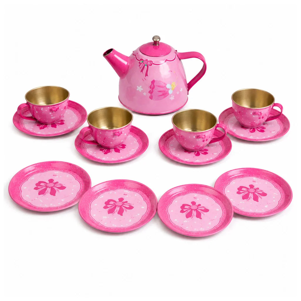 Fairy Metal Tea Set – Pink Polka Dot Tea Party Toy for Kids (Ages 3+)