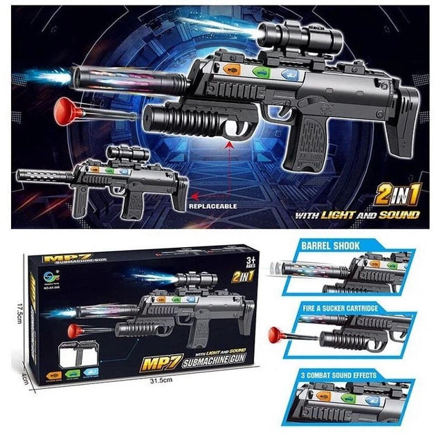 MP7 Submachine Gun Toy – 2-in-1 with Lights & Sounds