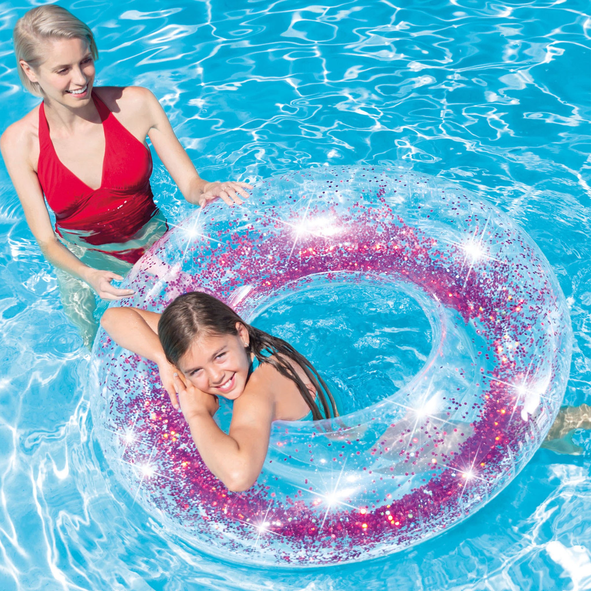 Sparkling Glitter Inflatable Pool Swim Tubes - Assortment