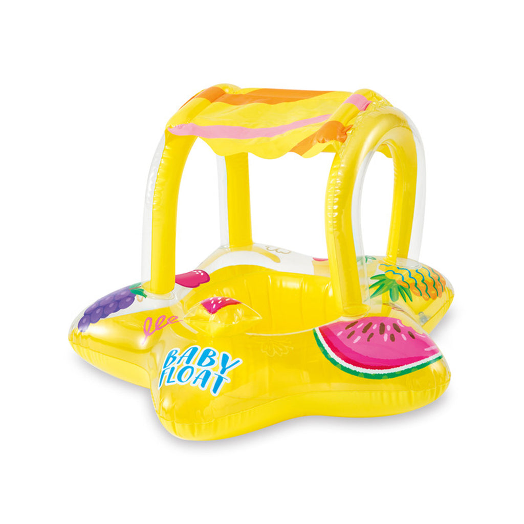 Yellow Kiddie Inflatable Pool Float w/ Sunshade