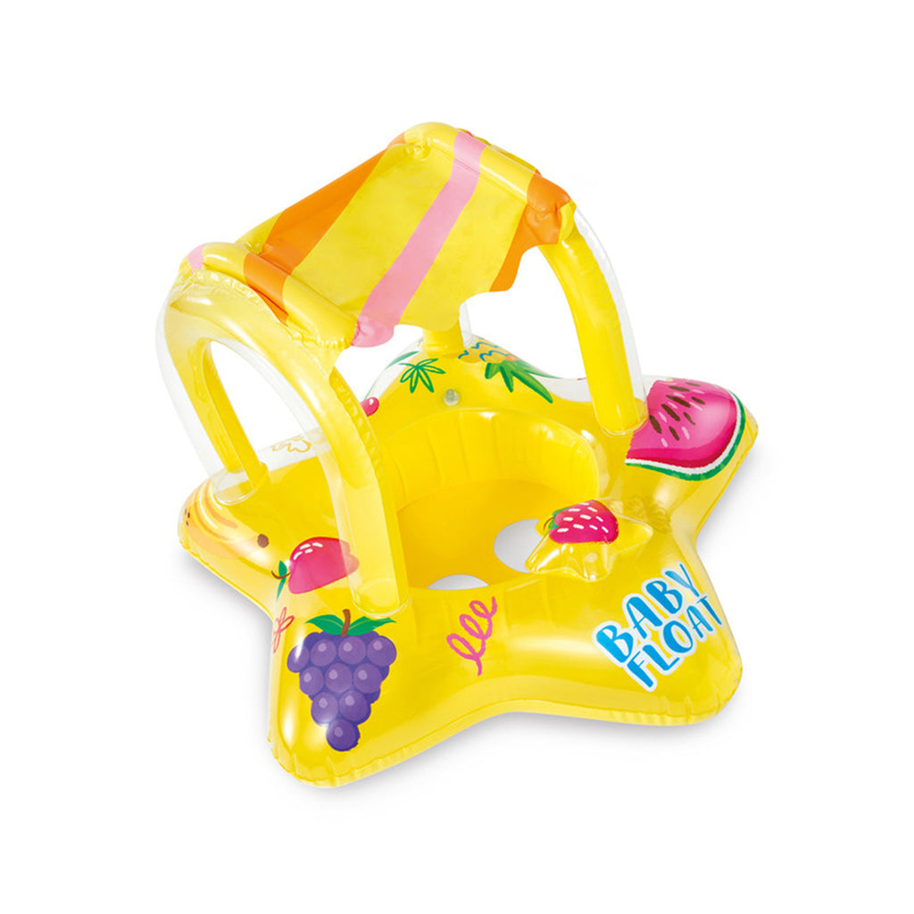 Yellow Kiddie Inflatable Pool Float w/ Sunshade