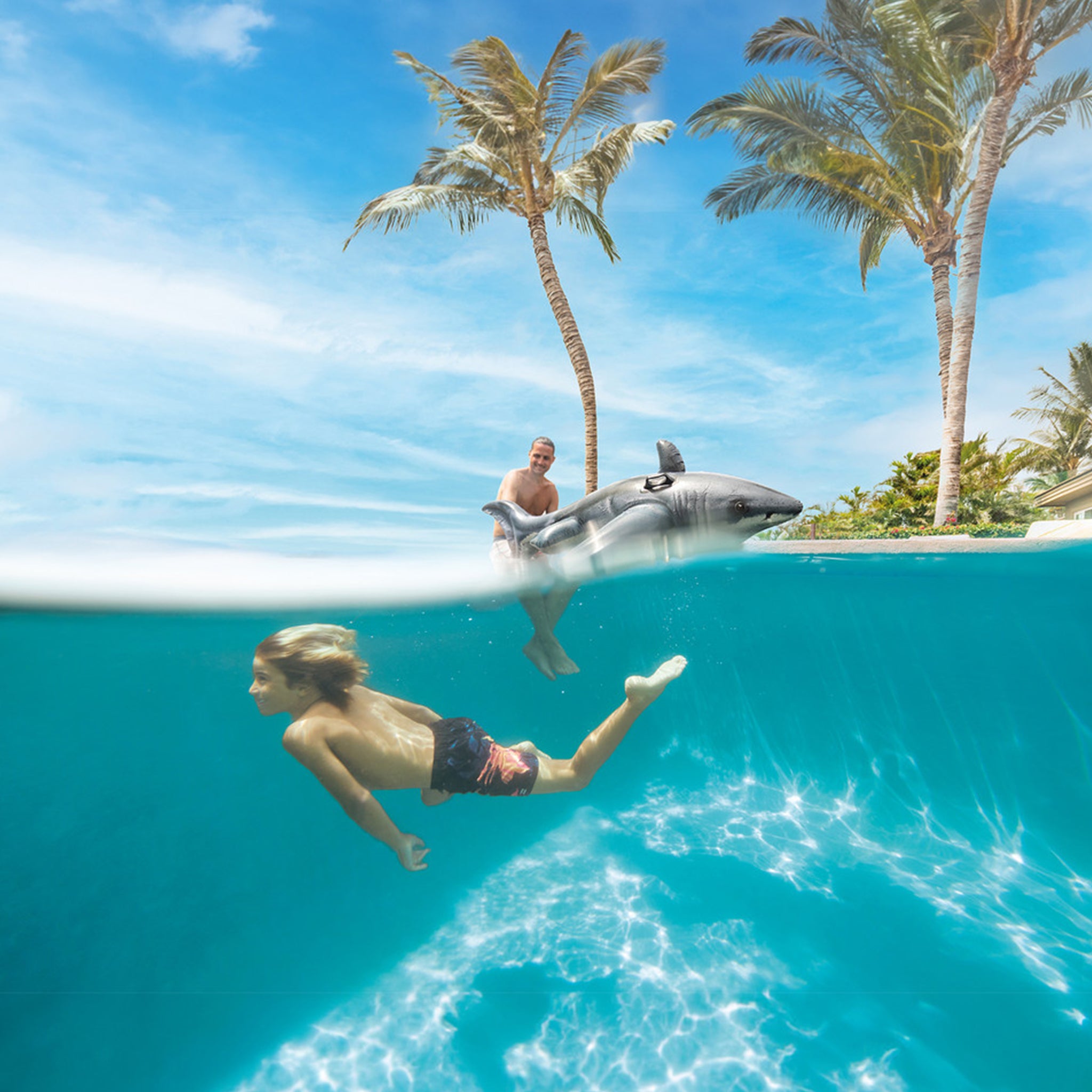 Great White Shark Ride-On Inflatable Pool Float