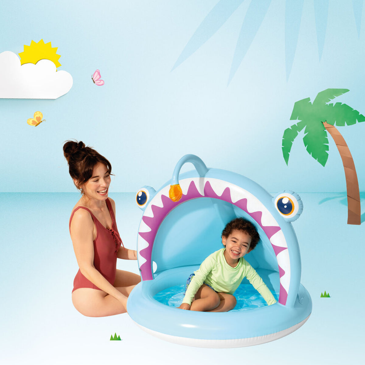 حوض سباحة صغير على شكل سمكة الصياد (1.02 متر × 86 سم)