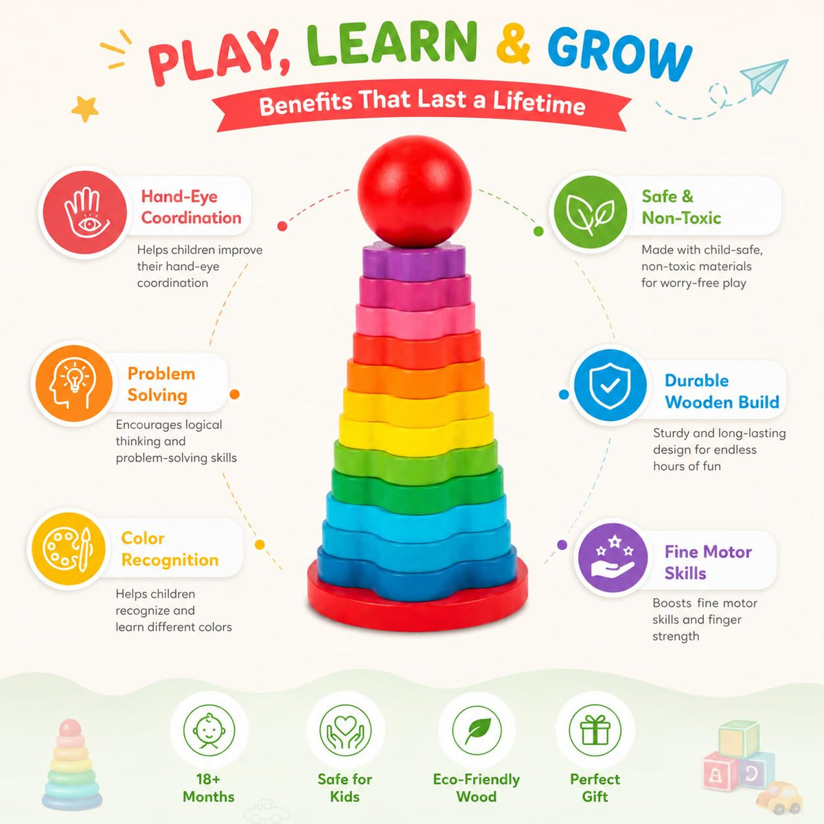 Wooden Rainbow Tower