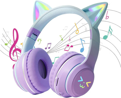 Cat Ear Headphones with Microphone | Led Light Over-ear Headphone