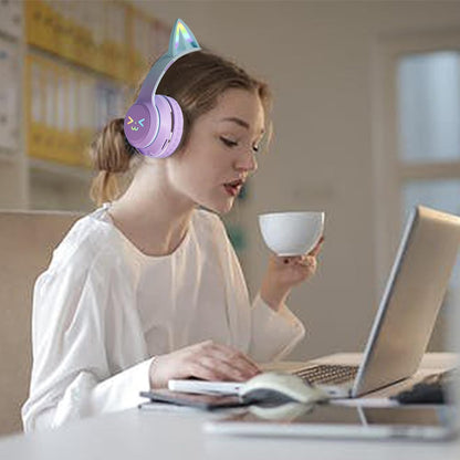 Cat Ear Headphones with Microphone | Led Light Over-ear Headphone