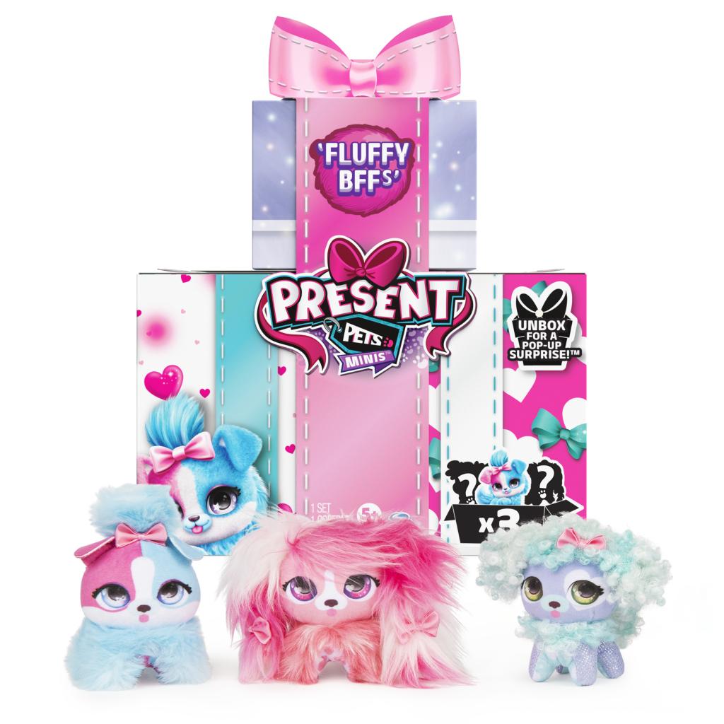 Present Pets Minis, Fluffy BFFs 3-Pack of 3-inch Plush Toys, Kids