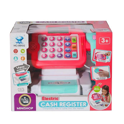 Electric Cash Register Toy – Mini Shop Pretend Play Set with 14 Accessories (Ages 3+)