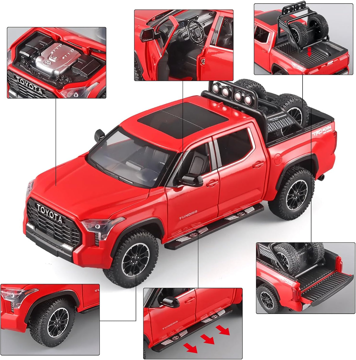 Metal Model Toy Pickup Truck Pull Back Car Model with Light and Sound (scale1:24)