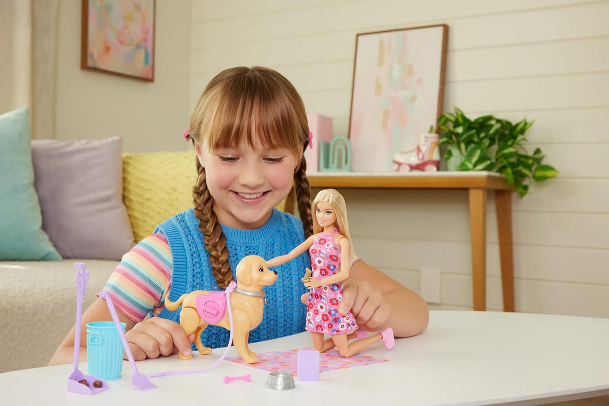 Barbie Walk & Potty Pup Toy Set with Barbie Malibu Doll