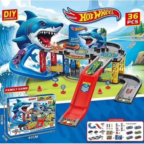 Truck City Attacking Shark Escape Playset with 2 cars