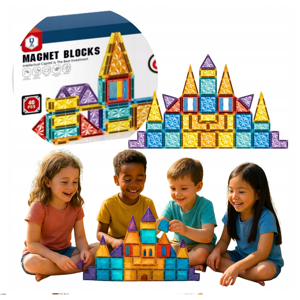 Magnetic Blocks Game 3– 40 Pieces