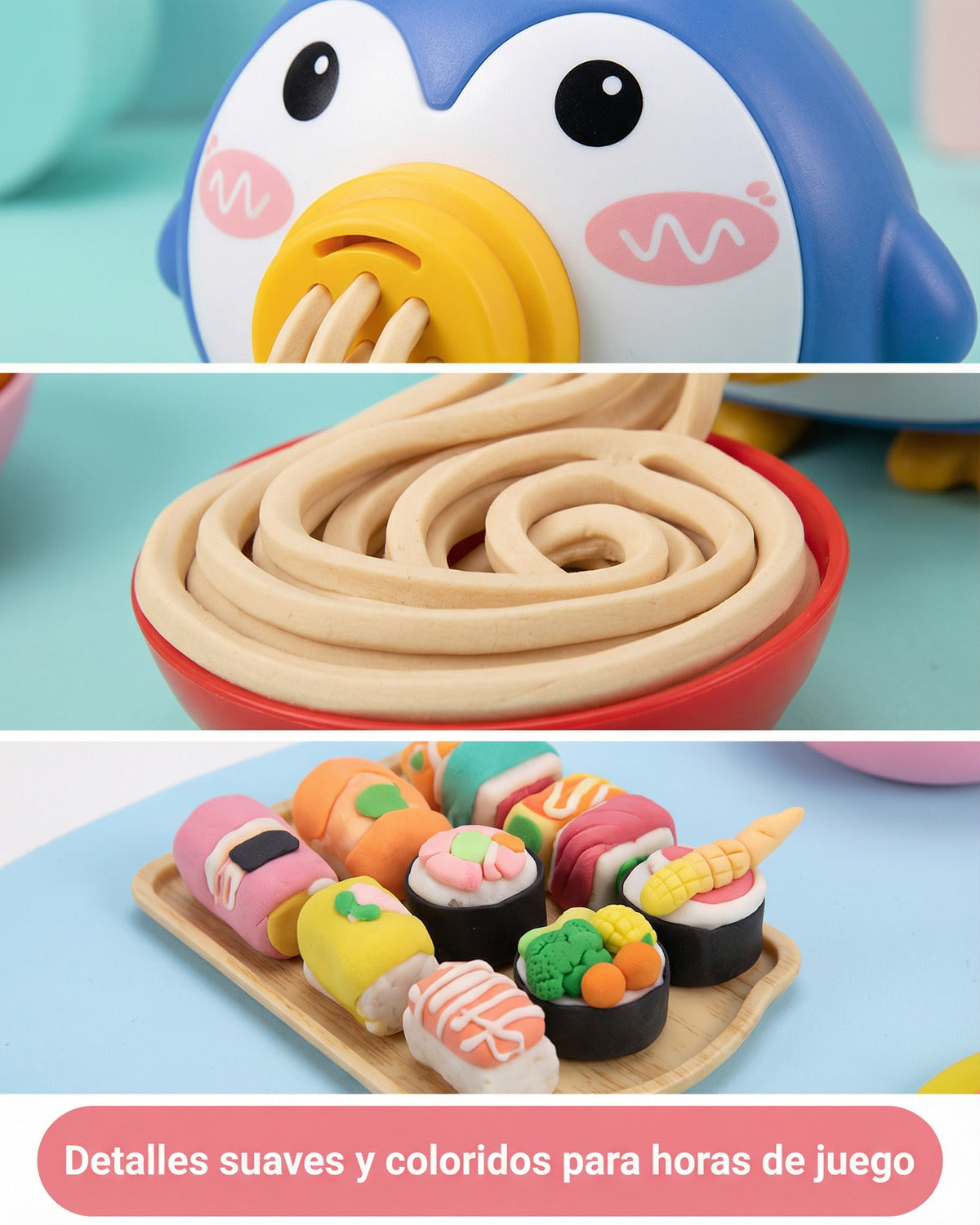 Magic Dough Penguin Noodle Clay Set 6 Colors