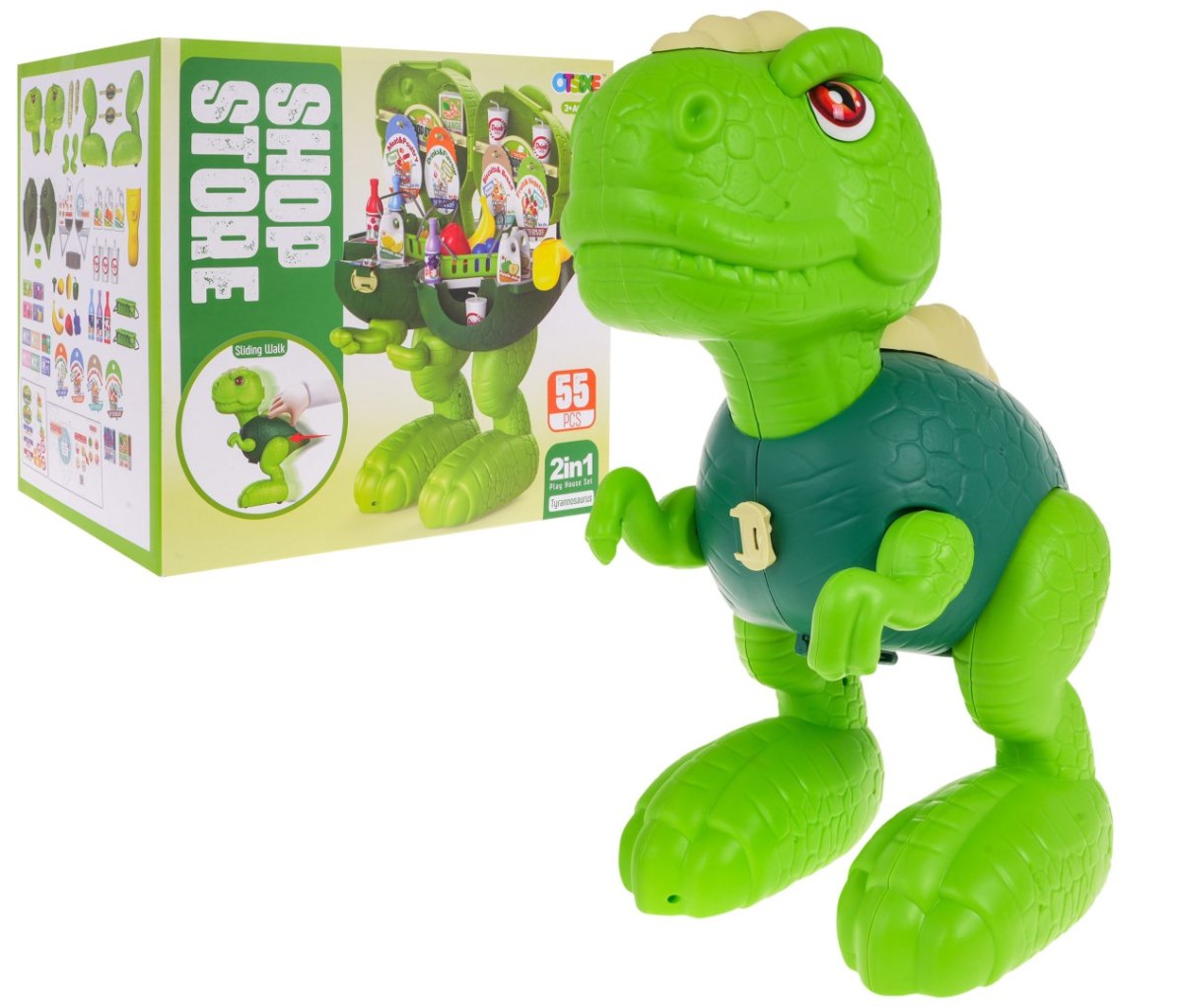 Tyrannosaurus Shop Store Play House Set – 2-in-1 Dinosaur Pretend Play Toy, 46 Pieces (Ages 3+)