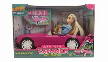 Happy Travel Camaner Fashion Doll and Convertible Car Set