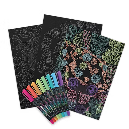 Black Pages Coloring Book (Neon ink)