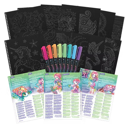 Black Pages Coloring Book (Neon ink)