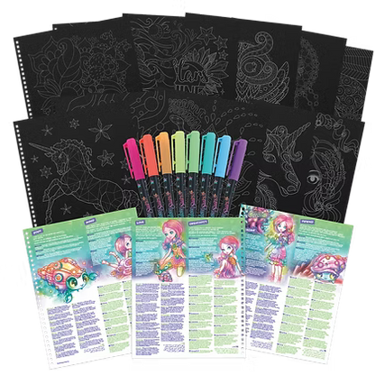 Black Pages Coloring Book (Neon ink)