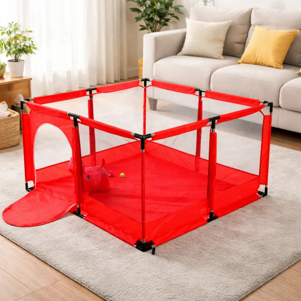 Baby Playpen – Foldable Safety Play Yard with Breathable Mesh (126 × 126 × 66 cm)