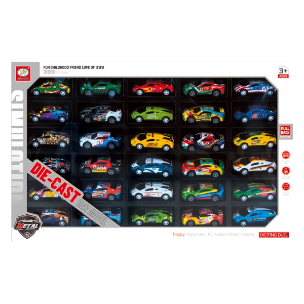 30-Piece Plastic Toy Car Set for Kids – Pull Back Cars Collection with Assorted Designs, Educational Play Vehicles for Ages 3+