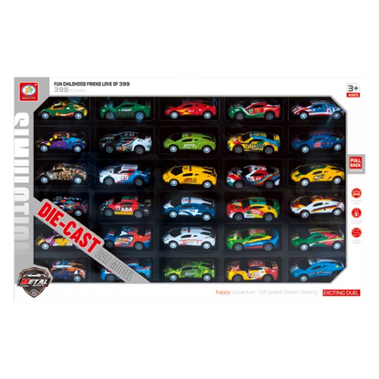 30-Piece Plastic Toy Car Set for Kids – Pull Back Cars Collection with Assorted Designs, Educational Play Vehicles for Ages 3+