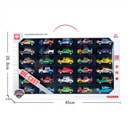 30-Piece Plastic Toy Car Set for Kids – Pull Back Cars Collection with Assorted Designs, Educational Play Vehicles for Ages 3+