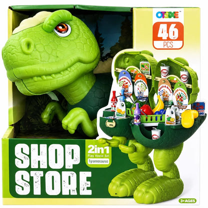 Tyrannosaurus Shop Store Play House Set – 2-in-1 Dinosaur Pretend Play Toy, 46 Pieces (Ages 3+)