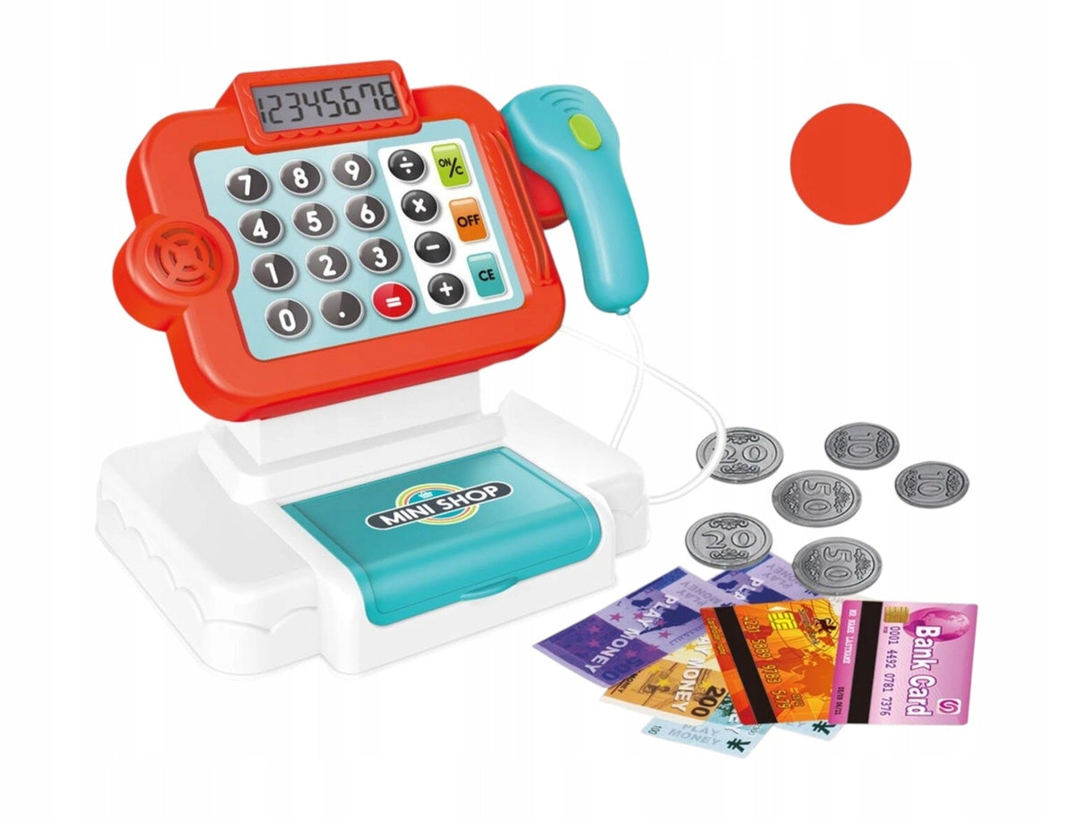 Electric Cash Register Toy – Mini Shop Pretend Play Set with 14 Accessories (Ages 3+)