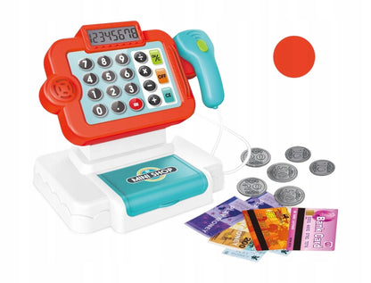 Electric Cash Register Toy – Mini Shop Pretend Play Set with 14 Accessories (Ages 3+)