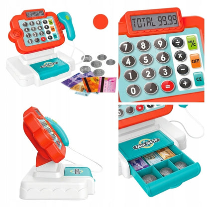 Electric Cash Register Toy – Mini Shop Pretend Play Set with 14 Accessories (Ages 3+)
