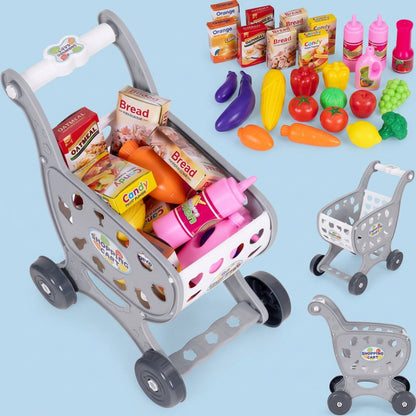 Shopping Cart Toy – DIY Pretend Play Grocery Set with Food Accessories (Ages 3+)